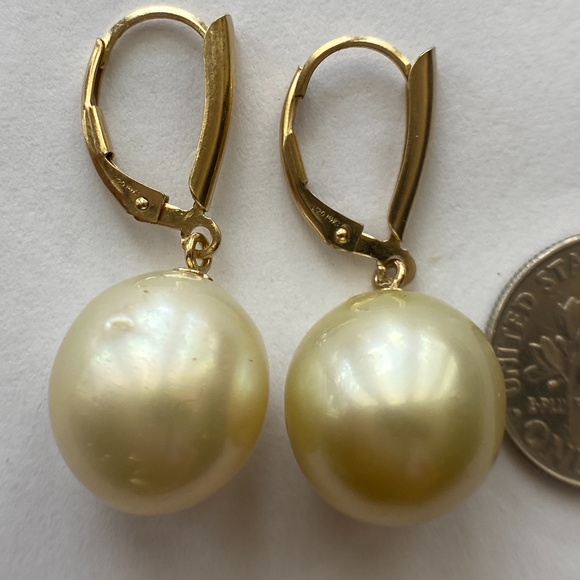 13mm REAL Golden South Sea Pearl 14K Gold Filled - Picture 6 of 9